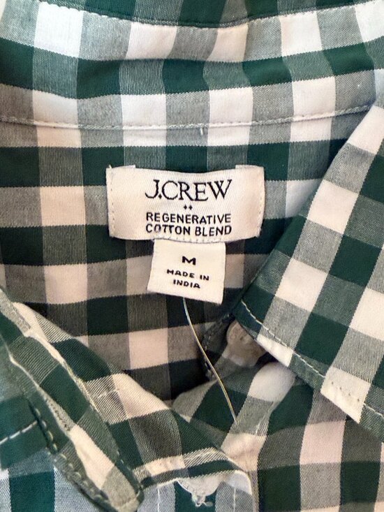 J.Crew Factory Button-UpPoplin Shirt Signature Fit –  NWT - Green Check– Medium - Picture 4 of 4